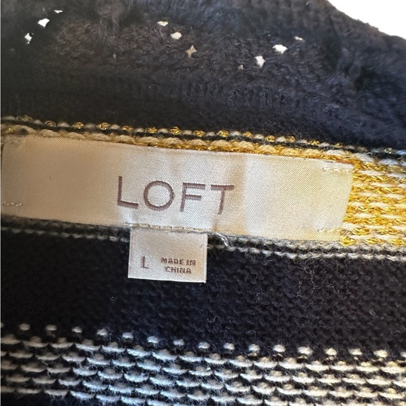 LOFT Striped Sweater in Black and Gold, Relaxed Fit, Cozy, Festive,Retro - Picture 6 of 13